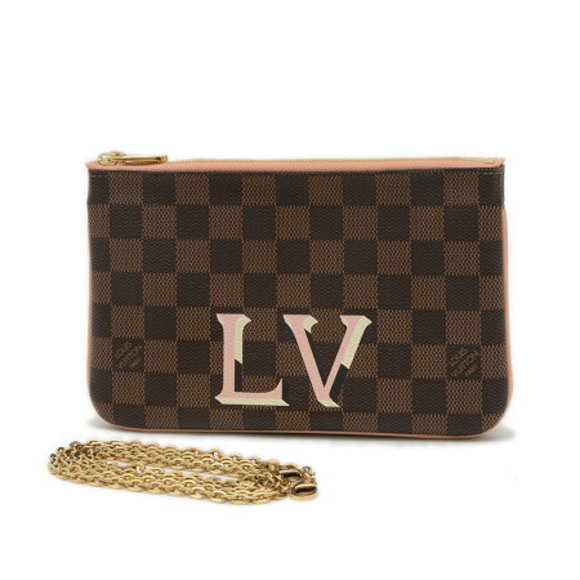 Louis Vuitton Damier Pochette Double Zip Chain Shoulder Bag - Picture 1 of 7